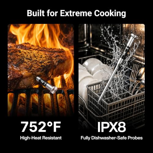 ThermoMaven Sub-1G Wireless Meat Thermometer, No App Needed, 2 Probes | 3000FT Long Range, Digital Smart Base, 6 Sensor NIST Accuracy, IPX8, BBQ Smoker Grill Oven Brisket Steak Turkey Pork Roast - color: Orange