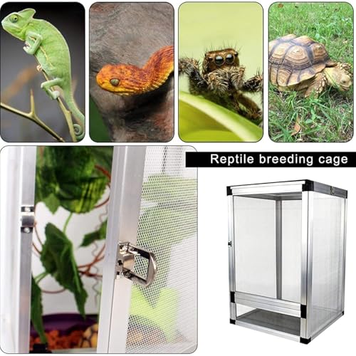 Insect Breeding Box Reptile Habitat Screen Feeding Cage Insect Box Aluminum Reptile Container(Black) - color: Black