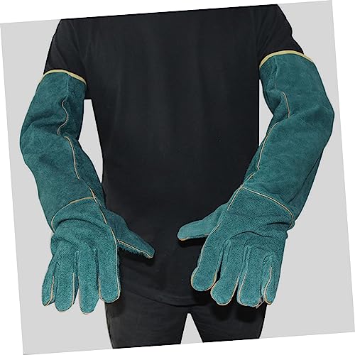 HANABASS 62cm Leather Bite Gloves for Reptile Handling PET Protection Hand Cover Bite-Proof Gloves for Hamsters Snakes and Lizards