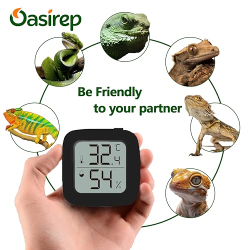 Black Reptile Thermometer and Hygrometer – LCD Digital Temp & Humidity Gauge for Bearded Dragon, Ball Python, Crested Gecko, Tortoise, Frog, Axolotl Tanks - color: Black - 1 Pack