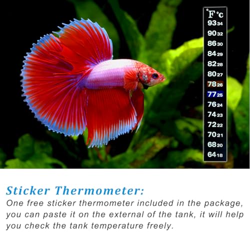 PULACO 100Watt Aquarium Heater for 15-25 Gallon Fish Tank, Adjustable Submersible Heater Thermostat with Thermometer Strip and Suction Cup