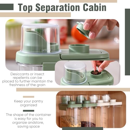 Maxdot 2 Pcs Bird Seed Storage Container 3 Qt/2.8 L with Tight Lids Airtight Cup Pet Food Storage Measuring Containers Lids with Pouring Spouts for Macaws African Grey Cockatoos (Green) - color: Green
