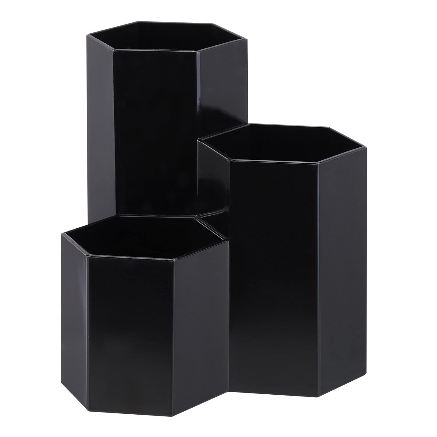 Lovebb Makeup Brush Holder Organizer, 3 Slot Plastic Cosmetics Brushes Pen Storage Solution, Black