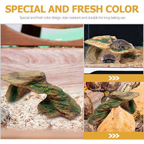 POPETPOP Turtle Basking Platform - Reptile Resting Habitat Ornament Resin Tortoise Climbing Platform Turtle Habitat Basking Rocks for Turtles Bearded Dragons Lizard