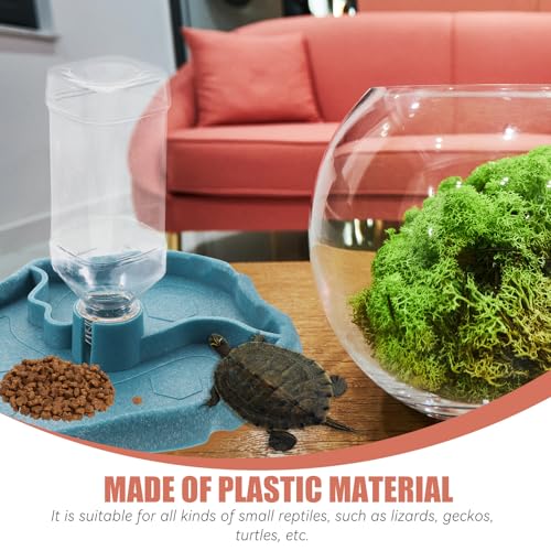 Tortoise Water Dish and Reptile Waterer Automatic Feeding Bowl with Reservoir for Bearded Dragon Leopard Gecko Turtle Tank Accessories