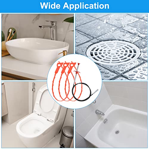 uxcell 3pcs 20 Inch Drain Hair Clog Remover Tool PP & 63 Inch Drain Cleaner Tool Sticks Stainless Steel Sewer Cleaning Hook Unclog Sink Unclogger for Toilet Bathtub Sewer, Blue - color: Blue, size: 63 Inch