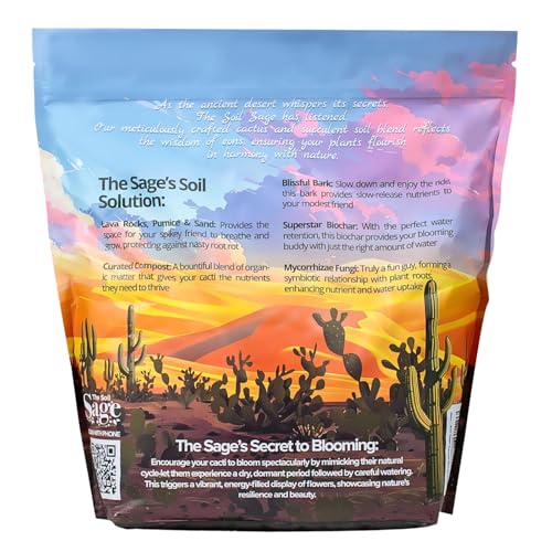 The Soil Sage 5 Dry Qt Cactus & Succulent Potting Soil Mix, USA Made - Gritty, Fast Draining, Soilless, Root Boosting, Peat-Free - Growth of Cactus, Succulents, Jade, Aloe Vera (5 Qt) - size: 5 Qt