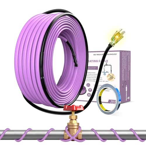 110FT Heat Tape for Water Pipes Roof and Gutters Heating Cable with 6ft Lighted Plug - style: 110 Feet