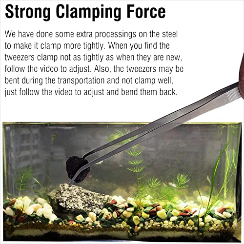 18.9 inch Heavy Duty Extra Long Tweezers for Salt & Fresh Water Fish Tank, Curved SUS 304 Stainless Steel Aquascape Tweezers for Aquarium & Terrarium, Large Metal Snake Feeding Tongs - size: 18.9 inch, 0.1 inch, curved, single unit