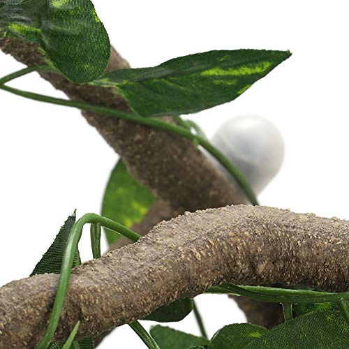 Flexible Natural Reptile Vines 9.84ft Rattan Length, Reptile Plants Simulated Jungle Branch for Tortoise Lizard Bearded Dragon Terrarium Habitat Layout (Large 3-meter rattan + green radish leaves) - size: Large 3-meter rattan + green radish leaves
