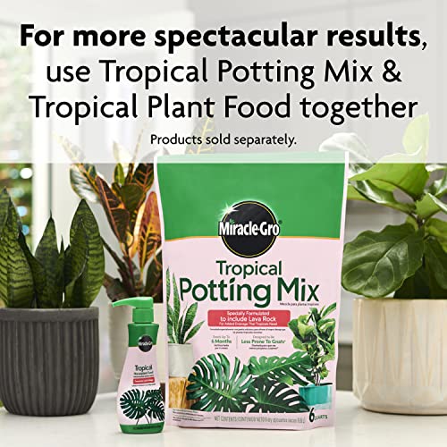 Miracle-Gro Tropical Potting Mix - Growing Media for Tropical Plants Living in Indoor and Outdoor Containers, 6 qt. (4-Pack) - size: 4 Pack, style: Potting Mix