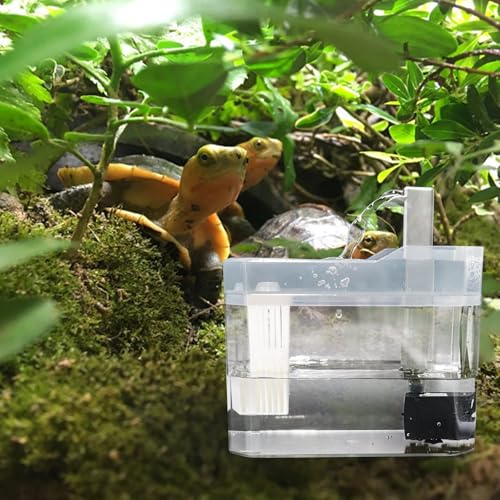 Bearded Dragon Water Bowl with Filtration System Lizard Drinking Fountain Reptile Tank Habitat Waterfall for Small Pet Leopard Gecko, Chameleon, Snake (Grey) - color: Grey