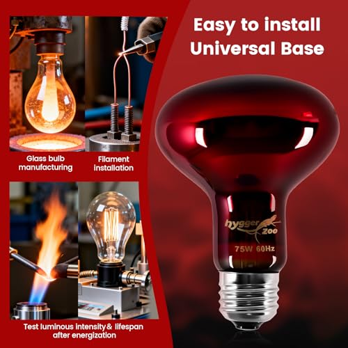 100W Infrared Heat Lamp Bulbs – 2-Pack Red IR Basking Light for Reptile & Amphibian, Silent Night-Time Heating, E26 Base, Bearded Dragon,Lizard,Turtle,Chicken - color: Red, size: 100W