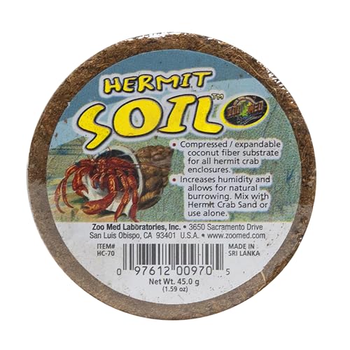 Zoo Med Hermit Soil for Hermit Crabs - Single Brick Compressed Expandable Coconut Fiber Substrate