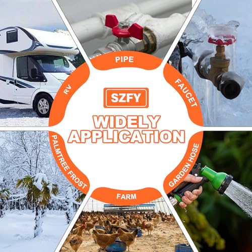 24FT Heat Tape for Water Pipes, -40°F Deicing Cable,Pipe Heating Cables for Roof,Gutter,Farm,Freeze Protetion Heat Trace Cable, Heated Water Hose,Plumbing Fixtures,120V 5W/FT - size: 23FT