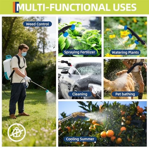 Garvee 4 Gallons Battery Powered Backpack Sprayer, 12V 8Ah Electric Sprayer with 6 Nozzles & 2 Wands, 4-6 Hour Runtime, 90PSI Adjustable Pressure, Trigger Lock, Yard Sprayers for Lawn and Garden - size: 4 Gal