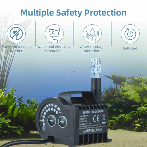 6.5W Electric with 8 Adjustable Levels, 7.2ft Lift Height, 5V USB Mini Fountain Pump for Aquarium, Fountain, Cooling (QR70L) - color: Qr70l