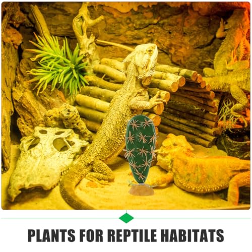 Gadpiparty Artificial Reptile Plants Terrarium Cactus Decor for Lizard Gecko Habitat Fish Tank Decoration Plastic Resin Fake Plant Ornament with Stable Base for Aquarium and Pet Enclosure