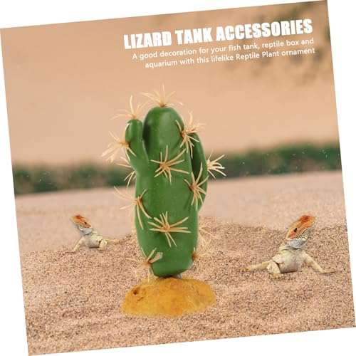 COLLBATH Faux Cactus Reptile Decor Plastic Resin Simulated Plant for Terrarium and Aquarium Safe Lizard Tank Accessory Vibrant Natural Look for Amphibian Habitat