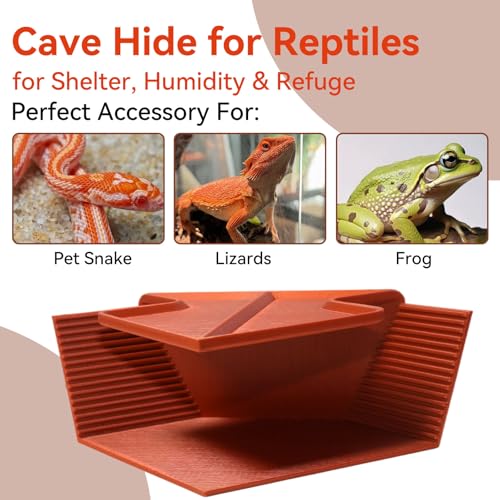 Cave Hide for Reptiles, Lizard Hideout with Safe Shelter, Snake Cave Hut for Themed Terrarium Ideal for Gecko Hamster Snake to Rest & Hide