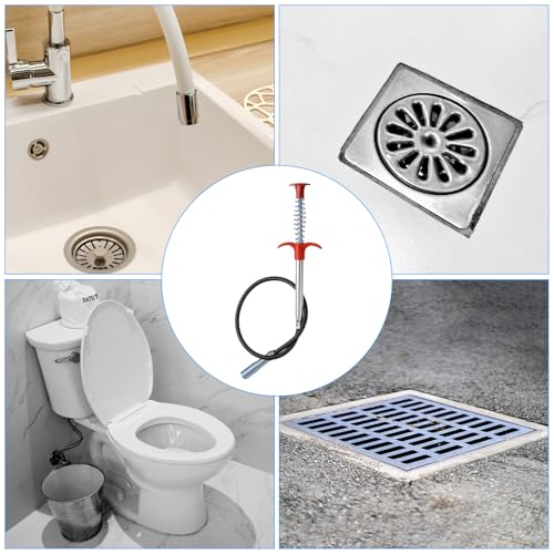 HARFINGTON 2pcs Flexible Grabber Claw Pick Up Tool 0.47" Dia. 24" 4 Claws Stainless Steel Cleaning Hook Unclog Sink Sewer Hair Drain Cleaner Tool Sink Unclogger for Toilet Bathtub Sewer - size: 24 Inch