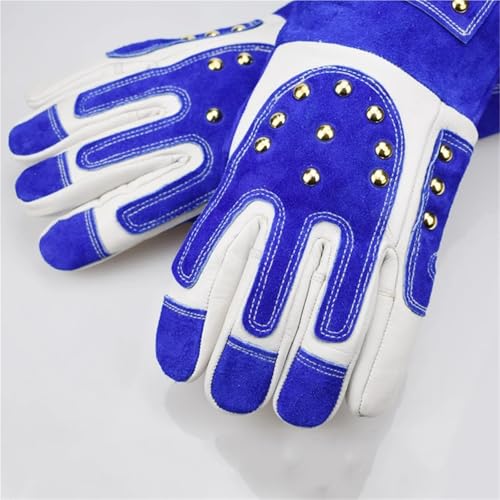 Anti-Bite Safety Gloves - Ultra Long Leather Splicing Thick Gloves For Catching Dog, Cat, Reptile & Animal Grasping Protective Use(Medium)