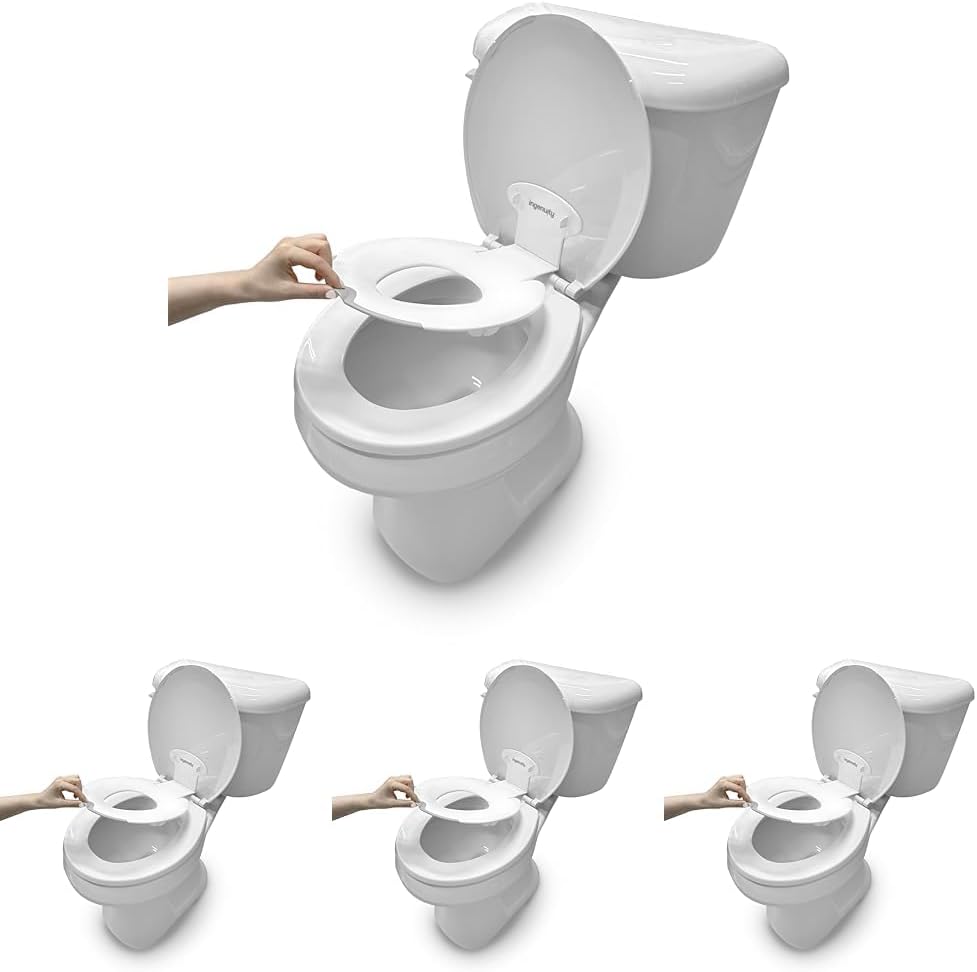 Ingenuity Ready Set Go Potty Training Toilet, Removable Bowl, Non-Skid Bottom, Wide Stable Base, Age 18 Months & Up, White & Grey