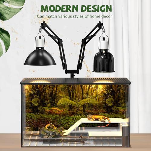 GlowUp 15.7-74.3 inch Dual Reptile Heat Lamp Stand Reptile Light Stand with Two Flexible Brackets, Adjustable Heat Lamp Stand for Terrarium, Snake, Gecko, Lizard, Chicks, Fish Tank - size: Without E26 Lamp Base