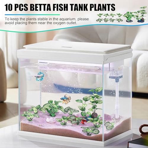 MyLifeUNIT Silk Aquarium Plants, 10 Pack Betta Fish Tank Decor for Aquarium Decoration and Fish Tank Decorations