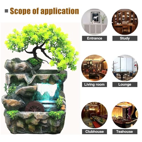 Rockery Stream Tabletop Fountain, Zen Meditation Indoor Waterfall Feature with Automatic Pump and Switch, Desktop Fountain for Home Office Bedroom Decoration (D) - size: D