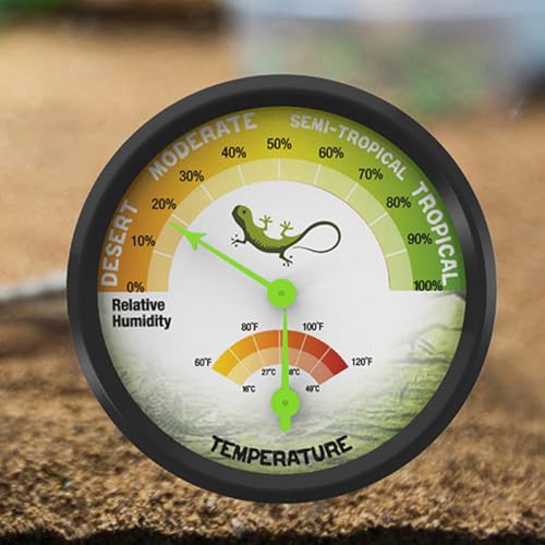 Abaodam Reptile Thermometer and Hygrometer Analog Gauge High-Precision Mini Mechanical Temperature and Humidity Meter for Pet Terrarium and Reptile Tank Use