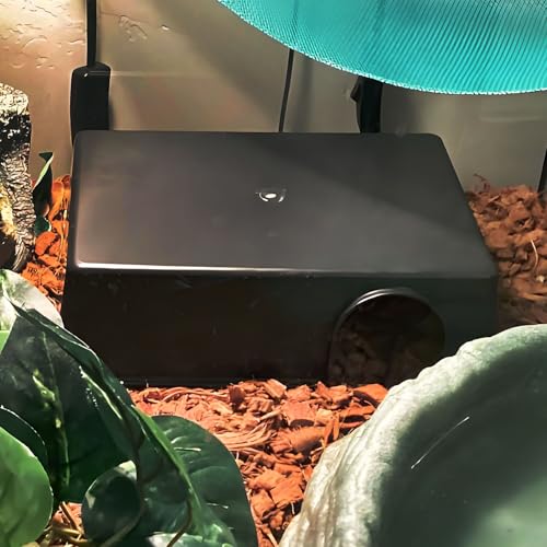 Hamiledyi 5 Pcs Reptile Plants Terrarium Hanging Fake Plant Leaves and Reptile Hide Box 4 Pcs Leopard Gecko Hide Snake Hideout for Ball Python for Lizard, Corn Snake