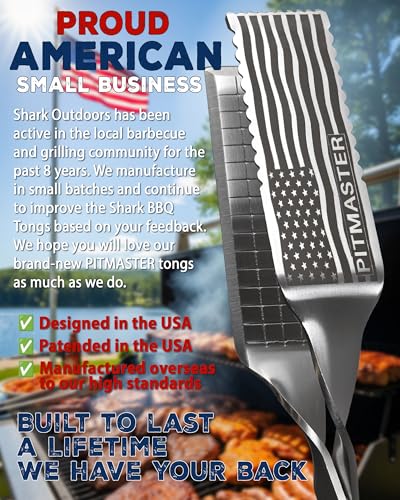 Pitmaster Heavy Duty Long Metal Kitchen Tongs, BBQ Tongs, Stainless Steel Set for Outdoor Grill, Barbecue Tongs for Cooking Tongs Grilling Tongs. Not Locking Metal Tongs, Kitchen Utensils - color: Heavy-Duty Pitmaster (Black)