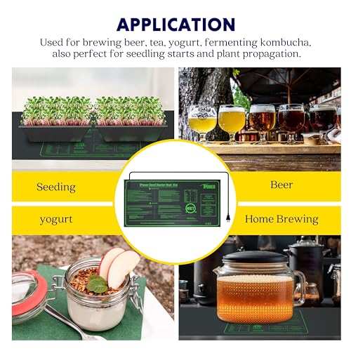 iPower Durable Seedling Heat Mat Warm 10" x 20" - 2 Pack Hydroponic Heating Pad Waterproof and A Digital Thermometer for Seed Starting Greenhouse and Germination - size: 10" x 20", style: Heat Mat*2+Thermometer*1