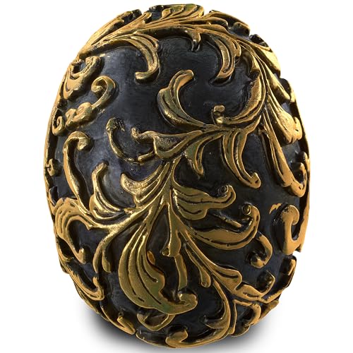 READAEER Small Size Human Skull Resin Statue Head Sculptures Skull Collectible Figurines (Black & Golden)