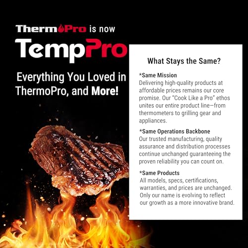 TempPro TP15H Waterproof Instant Read Meat Thermometer for Cooking, Digital Food Thermometer with Backlight & Calibration, Cooking Thermometer for BBQ (Previously ThermoPro)