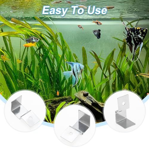 4 Pcs Aquarium Lid Clips, 19mm Aquarium Cover Support Clamps, Aquarium Cover Holder Lid, Stainless Steel Aquarium Tank Cover Clamps Set, Silver Tone
