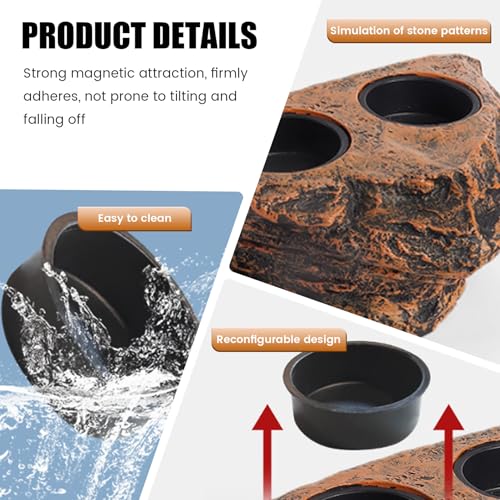Gecko Feeding Ledge, Magnetic Hanging Reptile Food Dish with 2 Feeding Bowl, for Bearded Dragon Snake Lizard Gecko Ledge