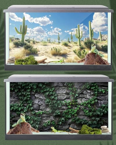 Breling 4 Pcs 36 x 18'' Reptile Tank Background 30/40/50 Gallon Polyester Tropical Rainforest Bearded Dragon Terrarium Background Decor for Crested Gecko, Python Regius, Tree Frogs, Chameleon - size: 36 x 18 Inch