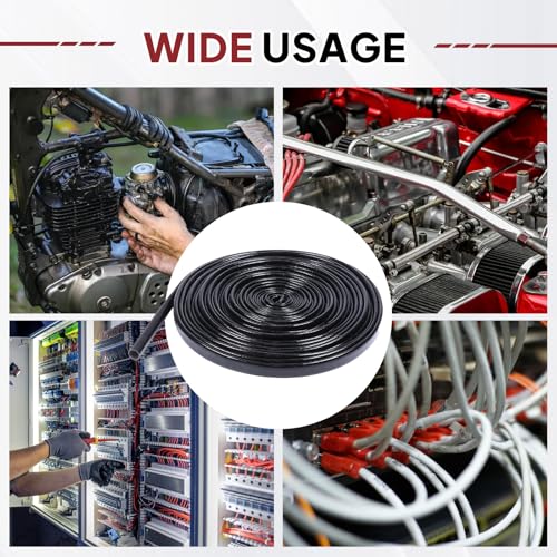 Silicone Fiberglass Sleeve Heat Shield Wire Protective High Temperature Electrical Insulation Self-extinguishing Black (3/4"-9ft) - style: 3/4"-9ft