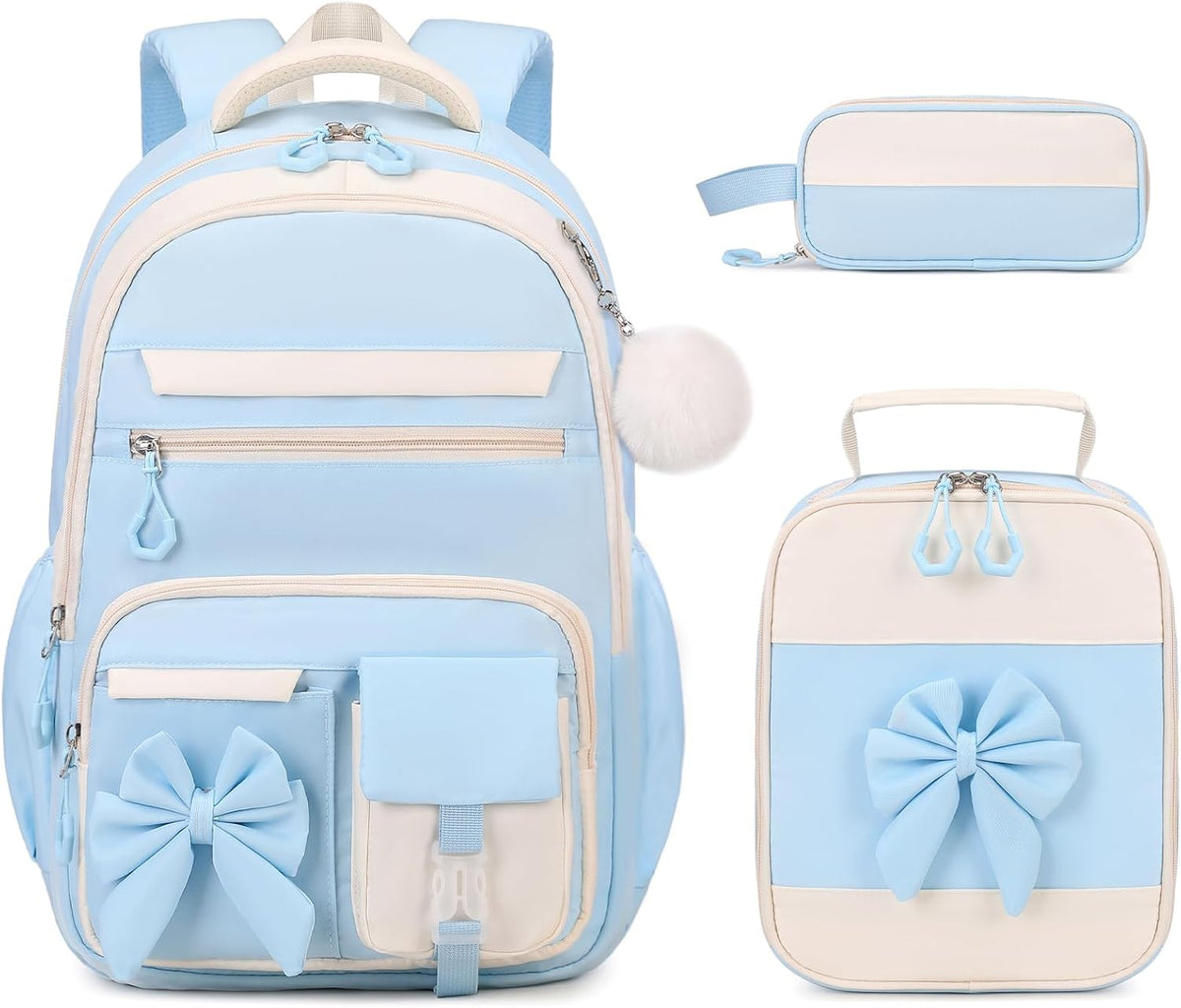 DIGOBAY Backpack for Girls, 3PCS Girls Backpack for School with Lunch Bag Pencil Case, Cute Kids Teens Bookbag for Kindergarten Elementary Preschool Middle School (Pink)