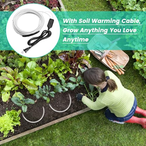 Soil Heating Cable, 26 ft Electric Warming Cable for Garden, Cold Frame, Keep Soil Warm, Easy to Store - size: 26 ft