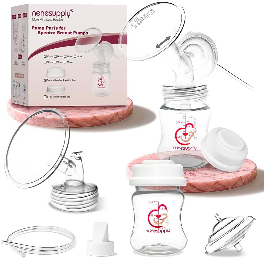 Nenesupply Handsfree Wearable Breast Milk Collection Cups Compatible with Spectra S1 S2 Baby Buddha Momcozy V1 Lansinoh Pumps 24mm Silicone Flanges Replacement for Spectra Pump Parts 19mm 21mm inserts