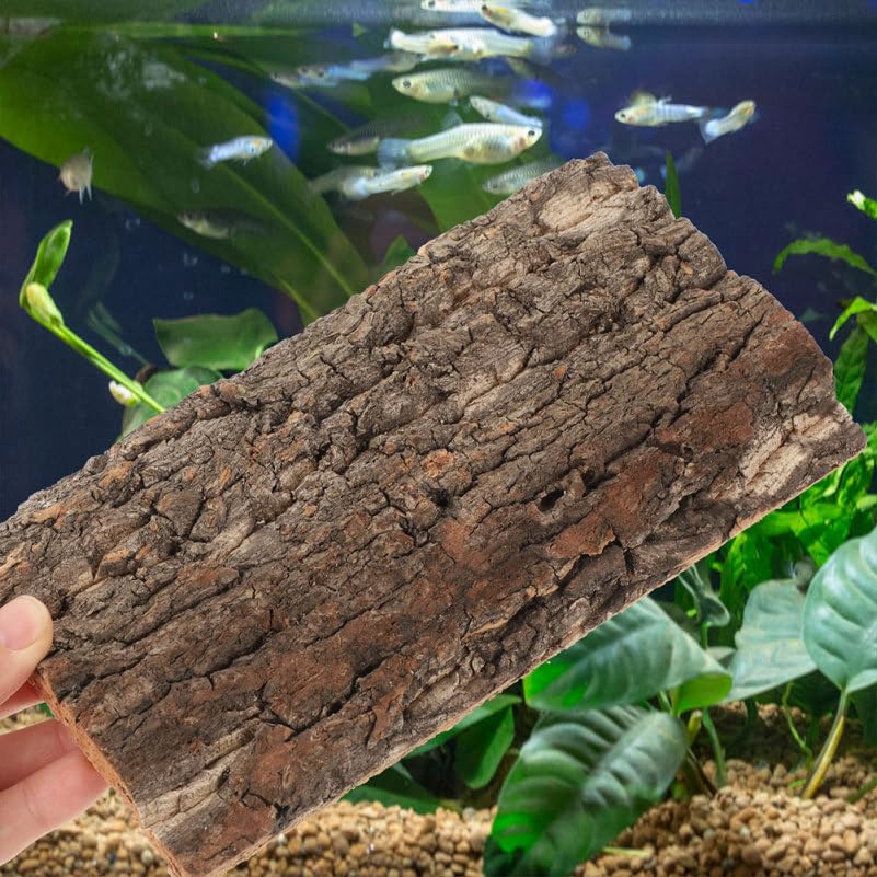 Toddmomy 2-Pack Reptile Cork Bark Aquarium Decor 7.87X3.93 Inch Natural Oak Bark Background for Terrarium Climbing Habitat Accessories for Lizard Gecko Bearded Dragon