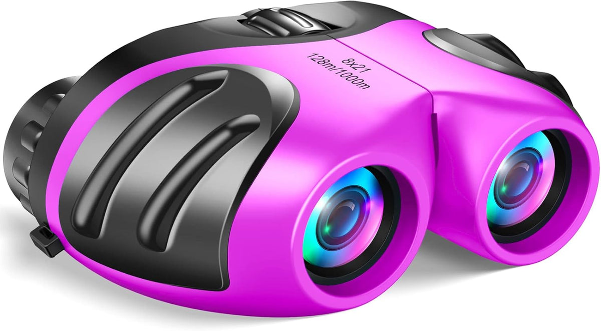 Let's Go! Kids Binoculars 8X Shockproof with Safety Eyepieces Compact Design