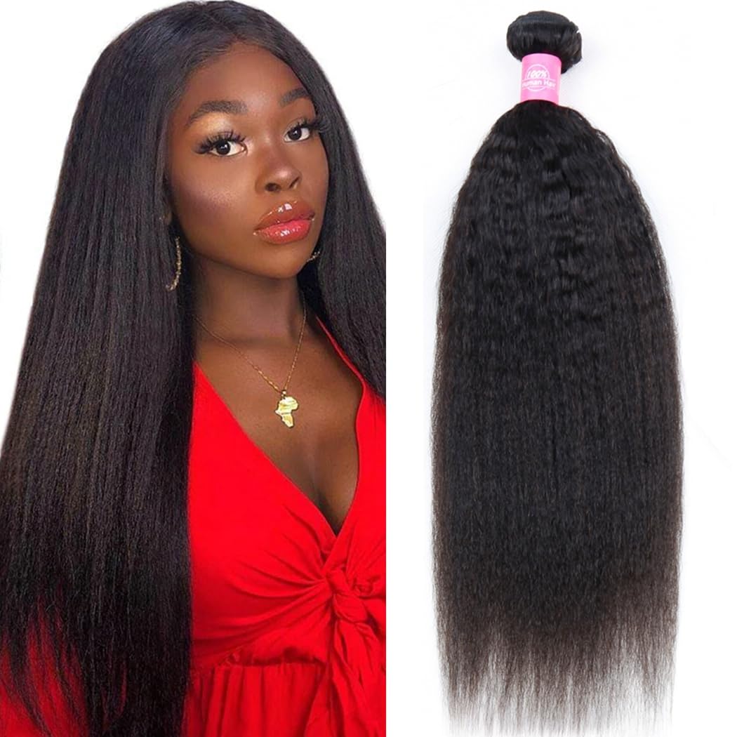 Odir Kinky Straight Human Hair Bundles 28 Inch Unprocessed 9A Brazilian Yaki Straight Virgin Hair 1 Bundle Kinky Straight Hair E