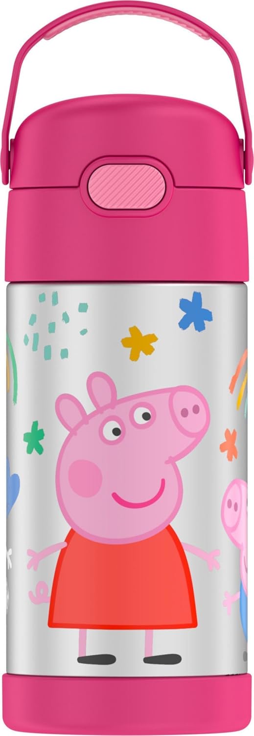 THERMOS FUNTAINER Water Bottle with Straw, 12oz, Princesses | Kids Stainless Steel Insulated Water Bottle, Keeps Drinks Cold Longer for School & Play, BPA-Free