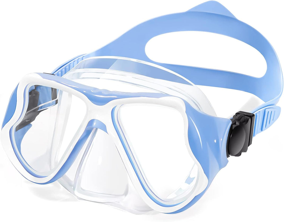 Freela 2 Pack Kids Swim Goggles Mask for Boys Girls 3-14, Tempered Glass Lens 180° HD View with Nose Cover for Pool Beach