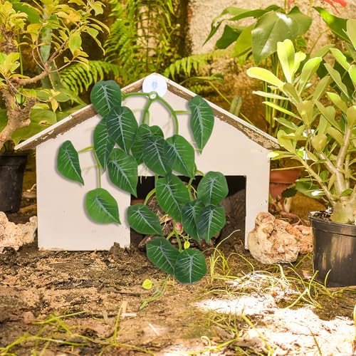 DOITOOL Fake Reptile Plants with Suction Cup Artificial Reptile Vines for Terrarium Hanging Environment Decorations for Amphibians and Lizards