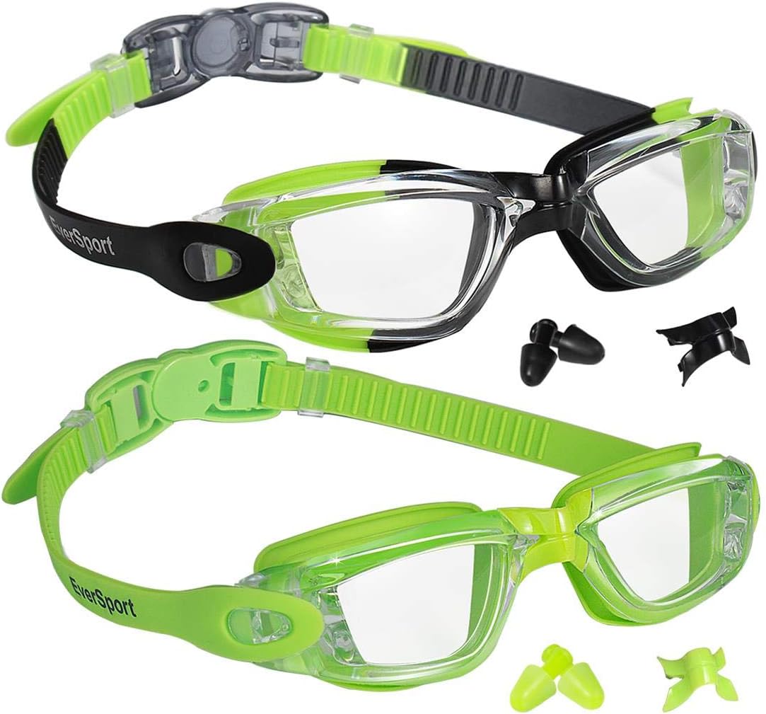 EverSport Kids Swim Goggles, Pack of 2 Swimming Goggles for Children Teens, Anti-Fog Anti-UV Youth Swim Glasses for Age4-16